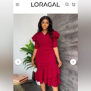 Elegant Red Midi Dress  sz L NWT